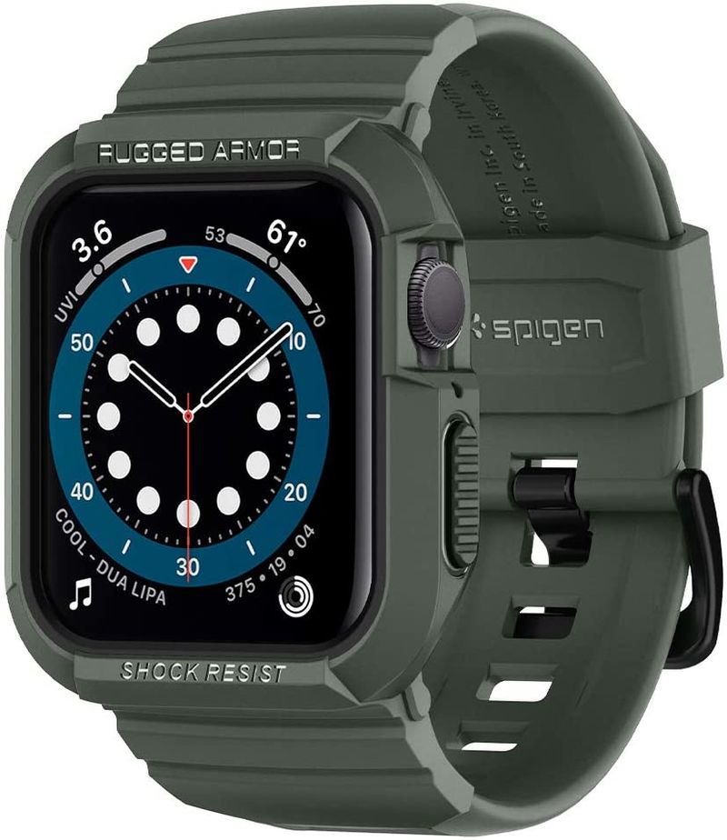 Marketingbild, das eine Apple Watch Series 6 in Spigen zeigt